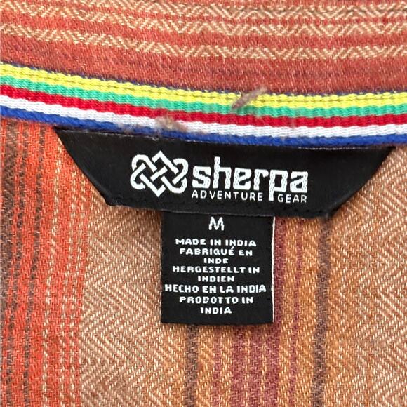 Sherpa Adventure Gear Flannel Shirt Men's M UPF 50+ Orange Striped Long Sleeve - Picture 6 of 7